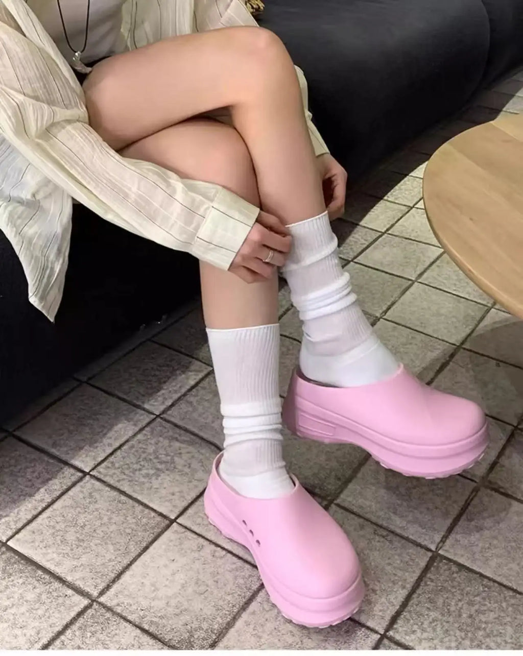 Women's Slippers Minimalist Fashion Air Cushion Soft 5CM Platform Non Slip Sandals Breathable Couple Style Heightened Chef Shoes