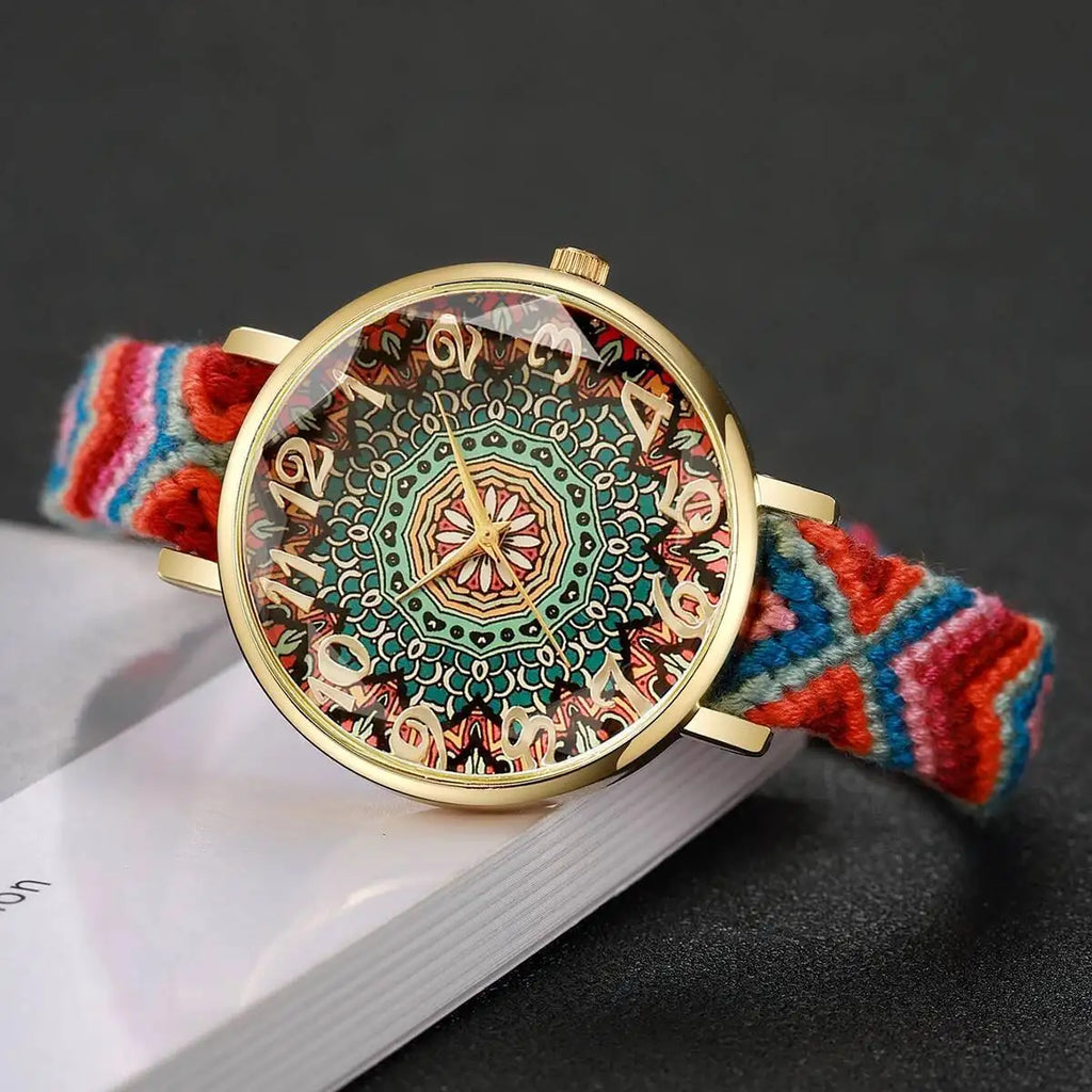 1/6/7PCS Fashion Women Watches Vintage Woven Strap Ladies Quartz Wristwatches Reloj Mujer（Without Box）