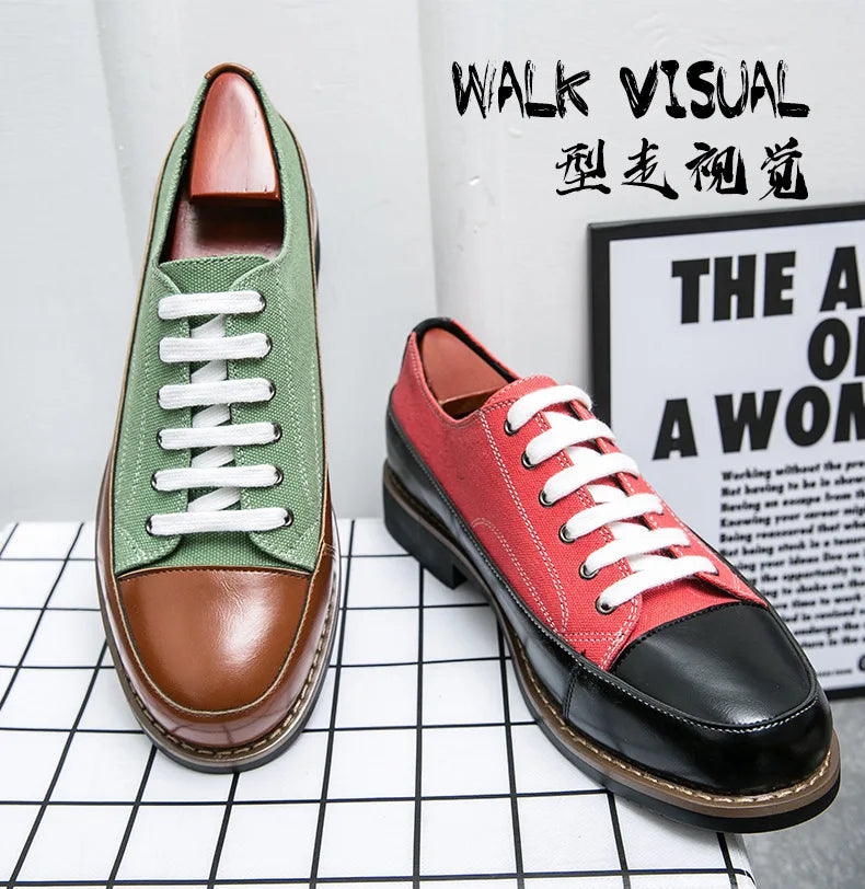 Leather Shoes Men Casual Lace Up Loafers High Quality Low Heel Platform Shoes Leather Premium Casual Luxury Brand Oxford Shoes