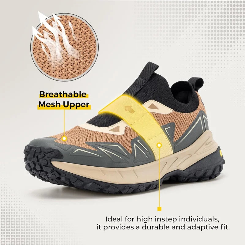 FitVille Men'S Widened Hiking Walking Shoes Slip-On Comfortable Orthopedic With Arch Support Non-Slip Sports Shoes For Travel