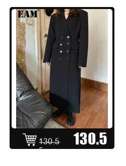 [EAM] High Elastic Waist Blue Back Plaid Denim Long A-line Half-body Skirt Women Fashion Tide New Spring Autumn 2025 1DH8117