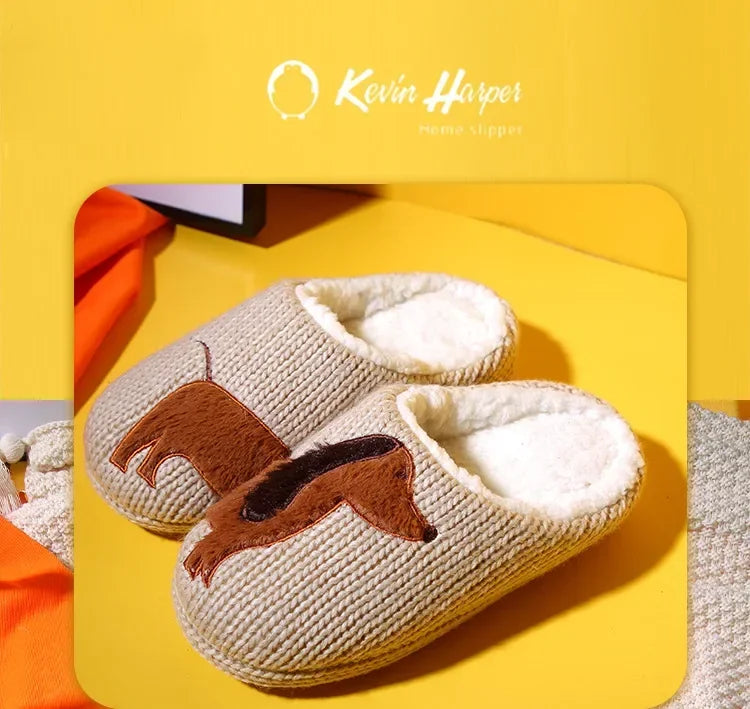 2024 Women's Slippers Cartoon Cute Dog Indoor Warm Non-slip Soft Sole Good Breathable Homeshoes Fashion Causal Cotton Shoes