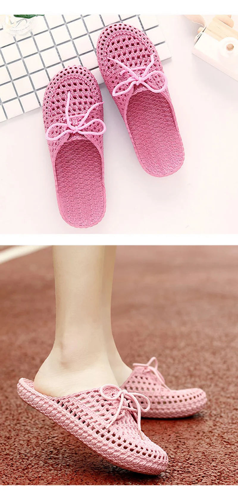 Summer Ladies Baotou Slippers with Hollow Fashion Soft Bottom Hole Shoes Women Wear Beach Sandals and Slippers