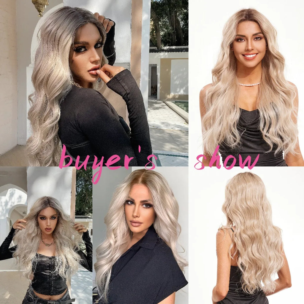 Blonde Unicorn Lace Front Wig Blonde Wave Wig Hair Synthetic Wigs for Black White Women Daily Party Cosplay Heat Resistant Hair