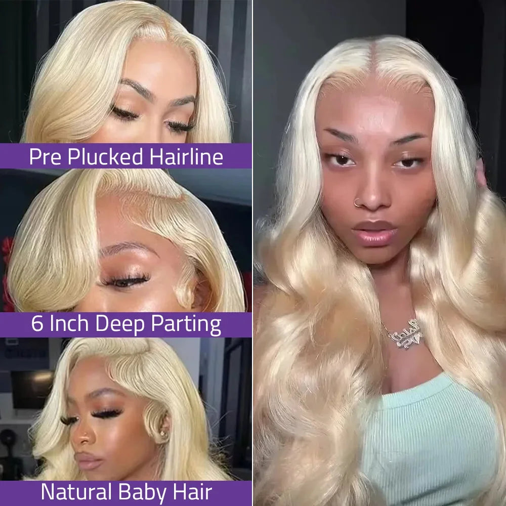613 Body Wave Human Hair Front Wig For Black Women 13x4 13x6 Hd Transparent Lace Pre Plucked Honey Blonde Brazilian Frontal Wig