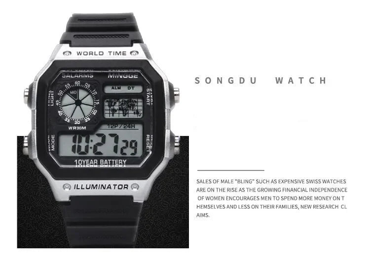 Military Digital Watches Men Sports Luminous Chronograph Waterproof Ultra-thin Male Electronic Wrist Watches Relogio Masculino