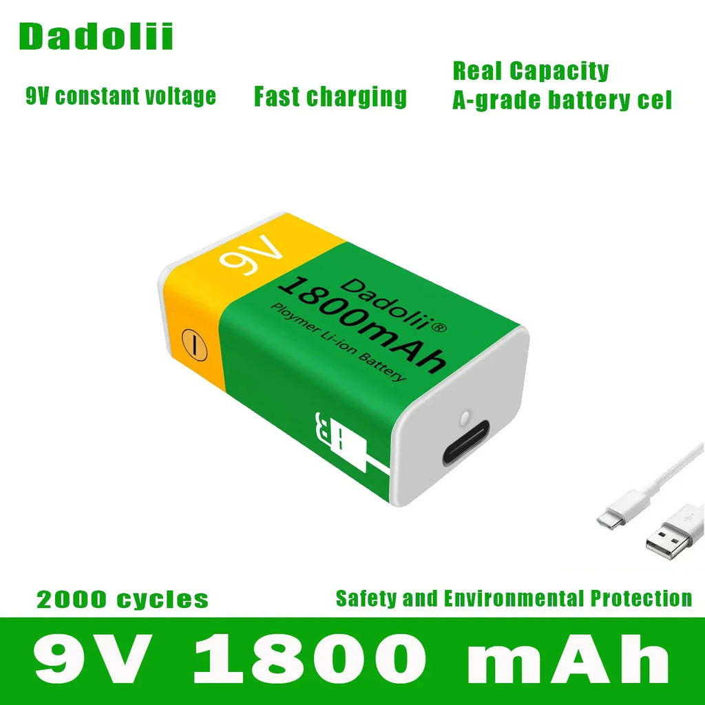 2024 9V 1800mAh li-ion Rechargeable battery Micro USB Batteries 9 v lithium for Multimeter Microphone Toy Remote Control KTV use