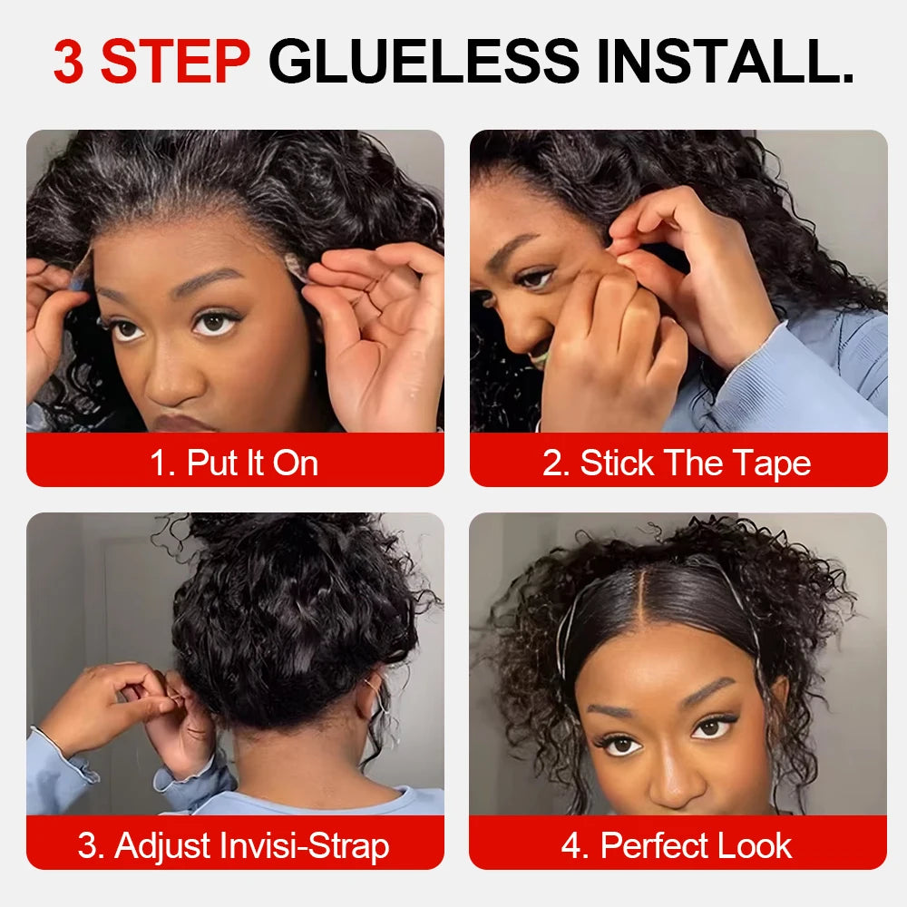 300% Density 13x6 13x4 Deep Wave Frontal Wigs Human Hair 40 46 Inch Curly Human Hair Wigs 360 HD Full Lace Frontal Wig For Women