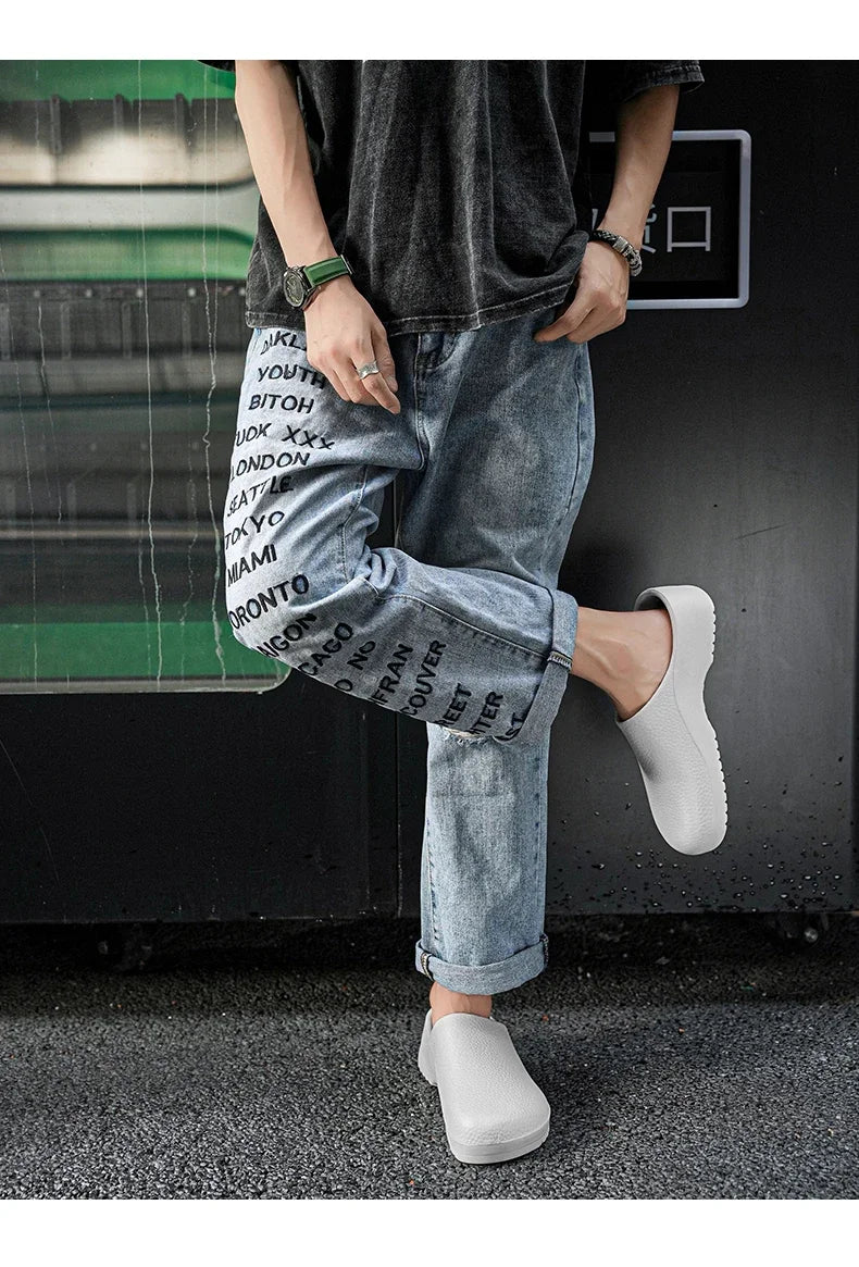 Men's Summer Slippers Non-slip Oil-resistant Chef Shoes Kitchen Shoes For Men Nurse Work Shoe Casual EVA Lightweight Soft Clogs