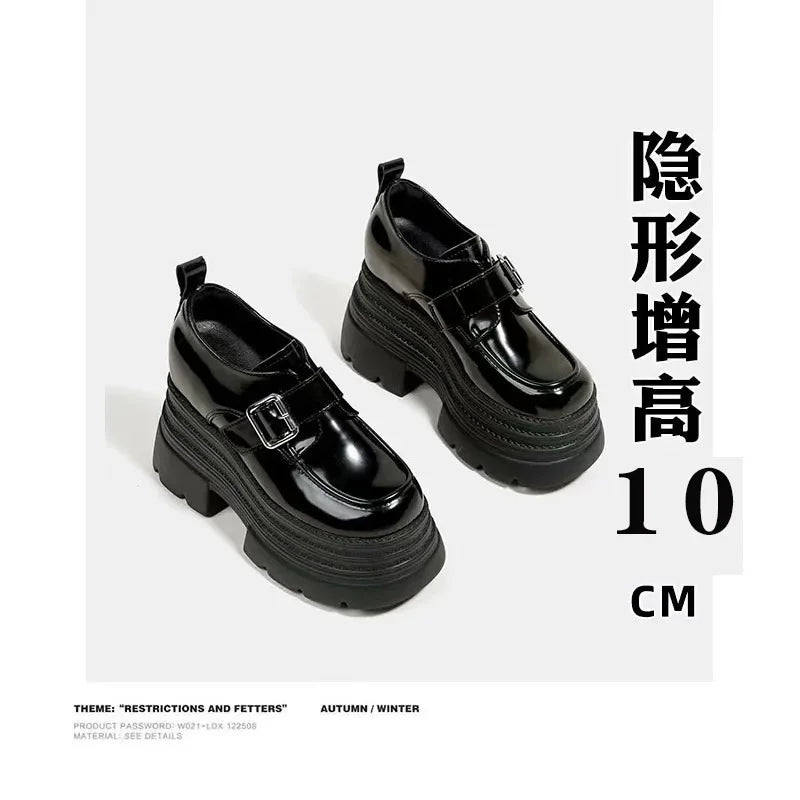 Ladies Shoes 2025 High Quality Buckle Strap Women's High Heels Fashion Round Toe Dress Pumps Women Hot Sale Solid Platform Heels