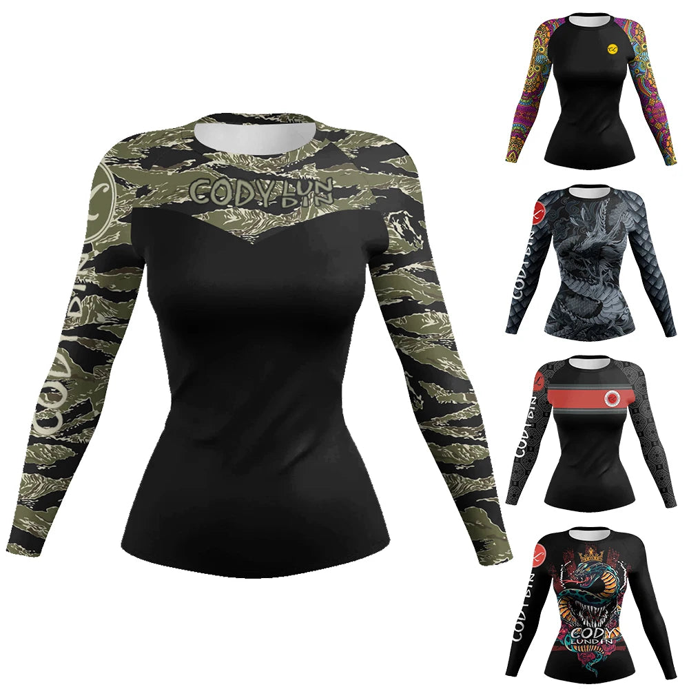New Arrival Best Price Women's Rash Guard for Gym & MMA Training Surfing Rashguard UPF 50+ Anti-Bacterial Quick Dry Yoga Wear
