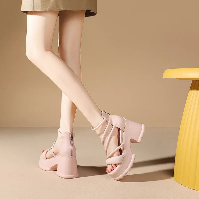 Women Platform High Heels Wedges Buckle Slope Sandals Women Shoes Summer New Fashion Thin Band Thick Sole Pumps Zapatos De Mujer