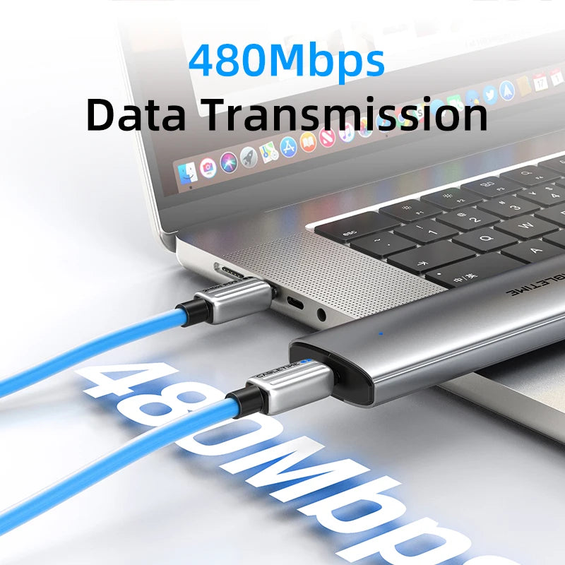 CABLETIME 240W USB C Cable Fast Charger Type C PD3.1 Adapter USB C to USB C Power Wire for Macbook Laptop iPhone 15 Samsung 2M