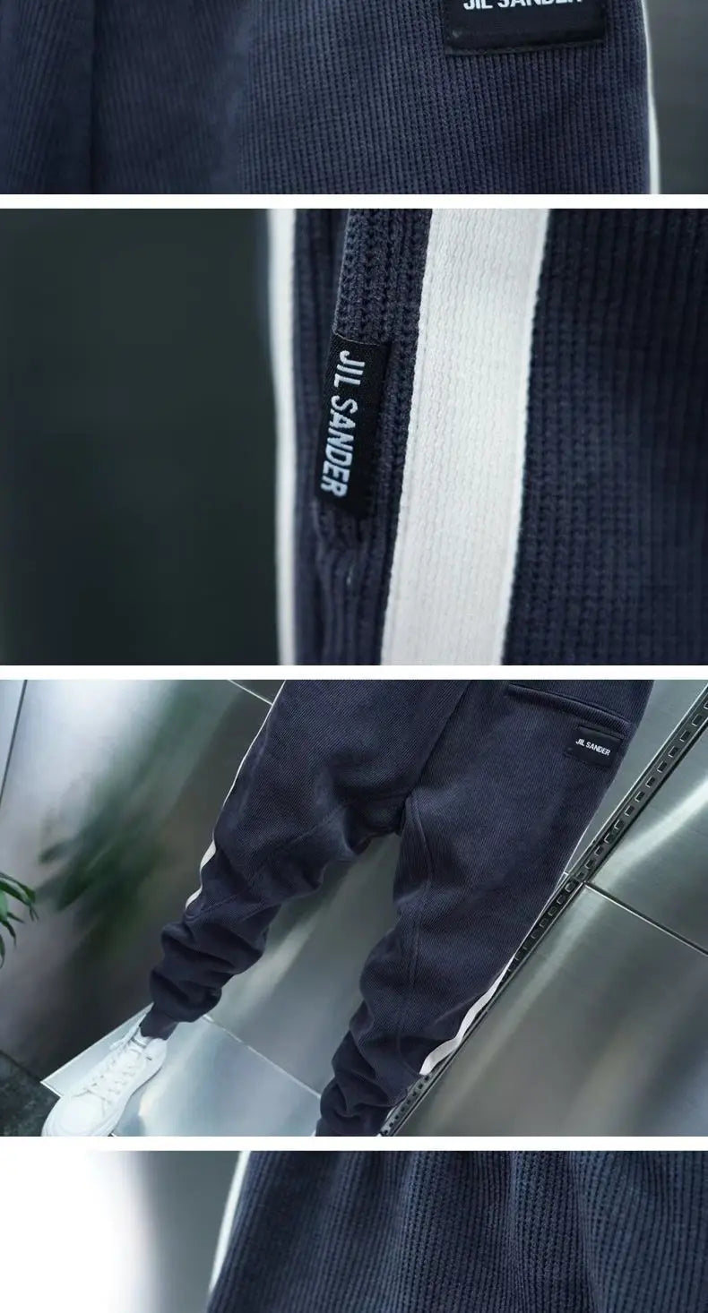 Fashion 2024 Autumn Winter New Black Jogger Men's Corduroy Pants Korean Elastic Waist Casual Pants Jogging Striped Harem Pants