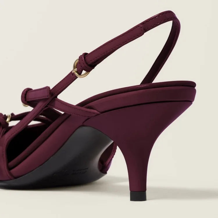 French Style Belt Buckle Wine Red Sandals 2024 Brand Summer Retro Patent Leather Socialite Temperament Pointed Black High Heels