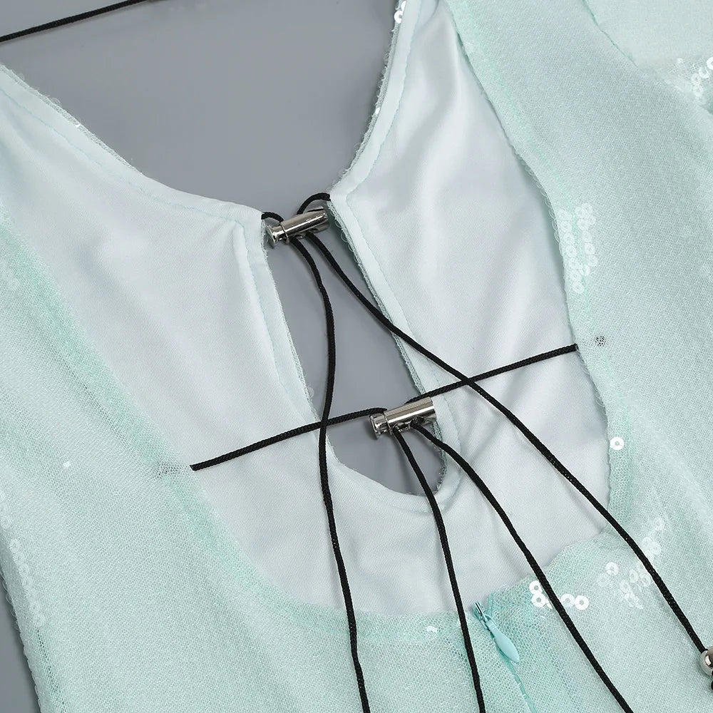 Luxury celebrity vacation photography nightclub evening gown sexy solid color sequin banquet long sleeved dress