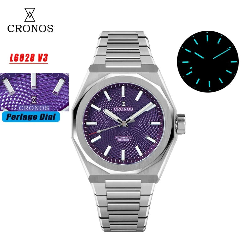 2025 Cronos L6028 New Dial Limited 39mm PT5000 See-through Caseback Men Automatic Wristwatches 10ATM Lumious V3 Watches for Men