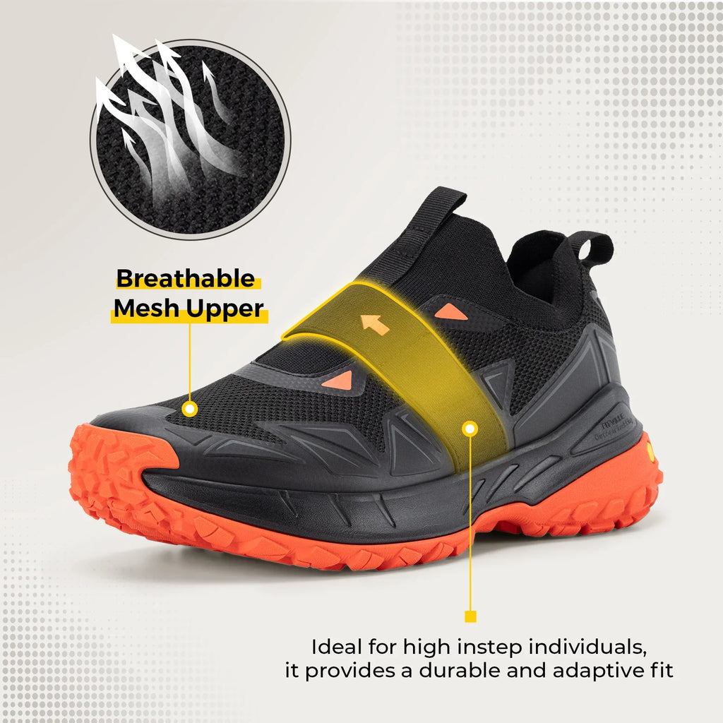 FitVille Men'S Widened Hiking Walking Shoes Slip-On Comfortable Orthopedic With Arch Support Non-Slip Sports Shoes For Travel