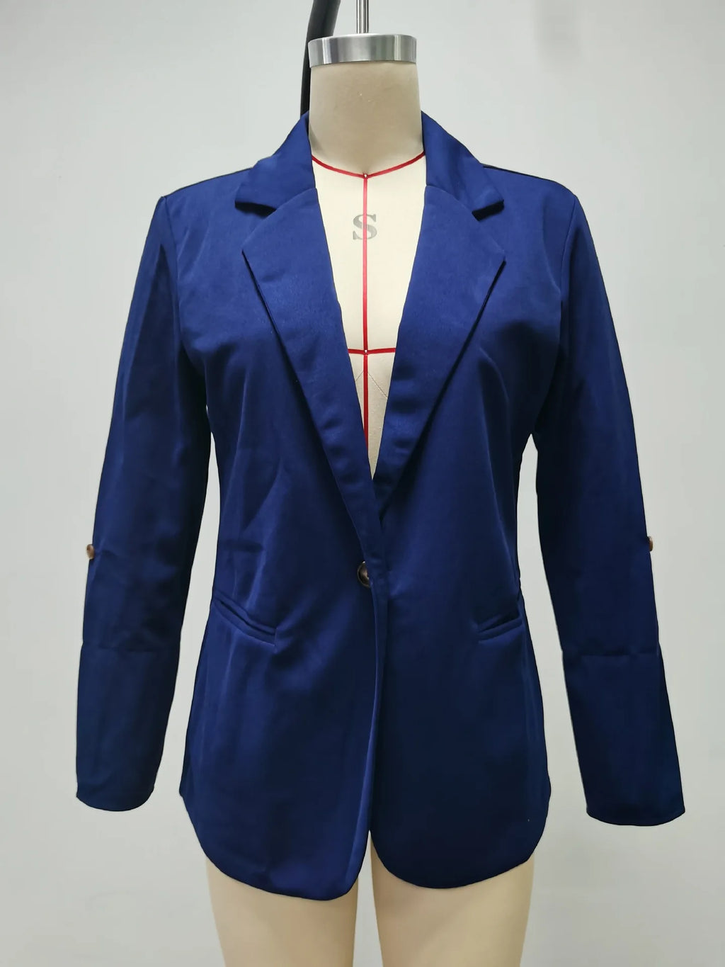 Women Autumn Winter Fashion Splicing Lapel Slim Cardigan Blazer Jacket Long Sleeve Casual