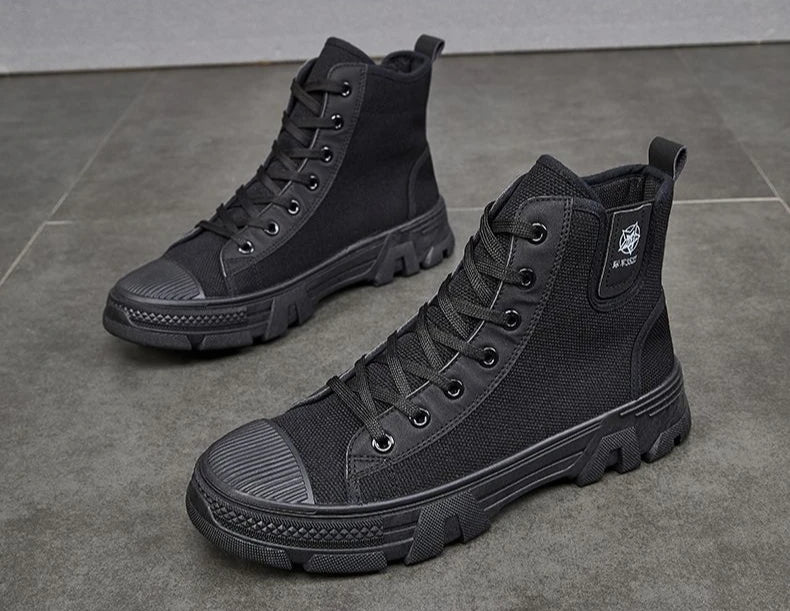 Man Shoes Lace Up Warm Industrial Safety High Cut Boots for Men with Fur Work Winter Footwear Cheap Casual Classic Non Slip Y2k