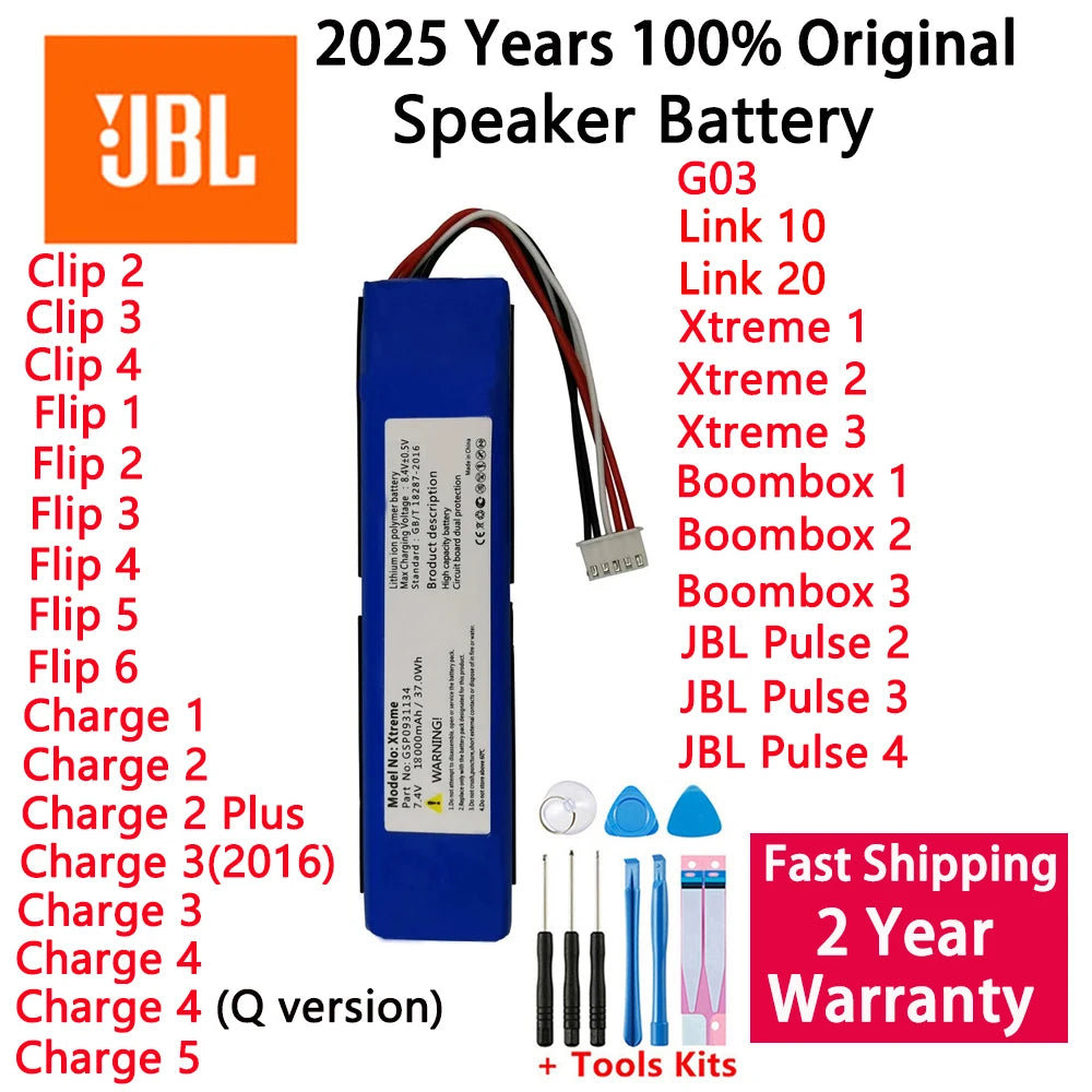 2025 Years Replacement Original Speaker Battery For JBL Link 10 20 G03 Clip Charge Boombox Flip Pulse Xtreme 1 2 3 4 5 6 Bateria
