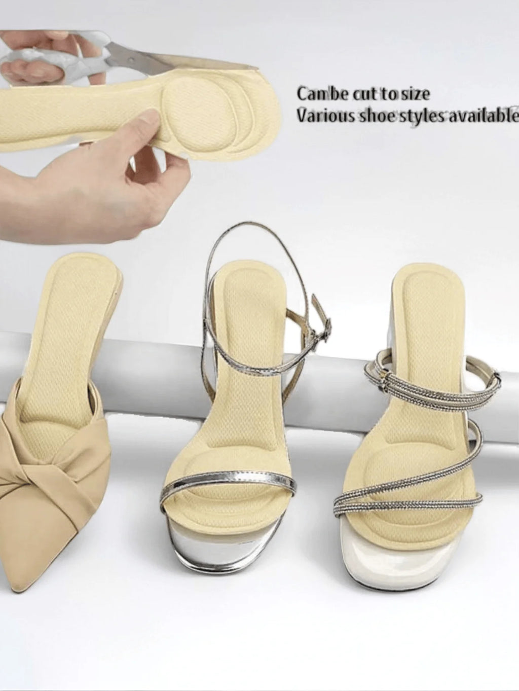 1 Pair of Women's High Heel Shoe Insoles |   Self-Adhesive Sweat-Absorbing Design |   Breathable Non-Slip Mat |   Super Soft Forefoot Pads Relieve Pain from High Heels |   7/10 Length Insoles