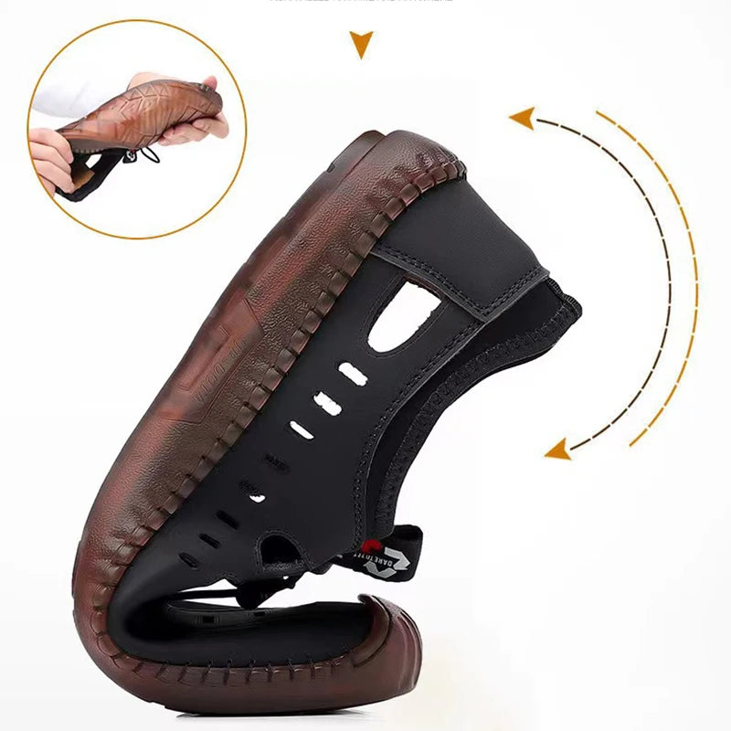 Men's Casual Sandals Fashion Hollow Out Breathable Shoes Summer Flat Business Soft Bottom  Sandalias Outdoor Beach Shoes