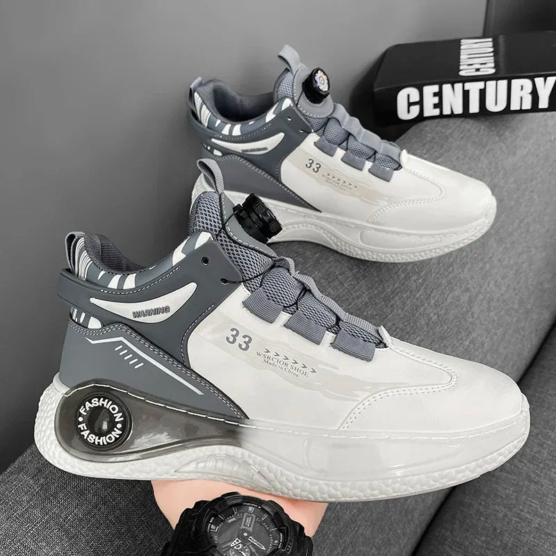 LATV Mens Sneakers with Rotating Buckle Comfy Non Slip Lace up Durable Shoes for Mens Outdoor Activities