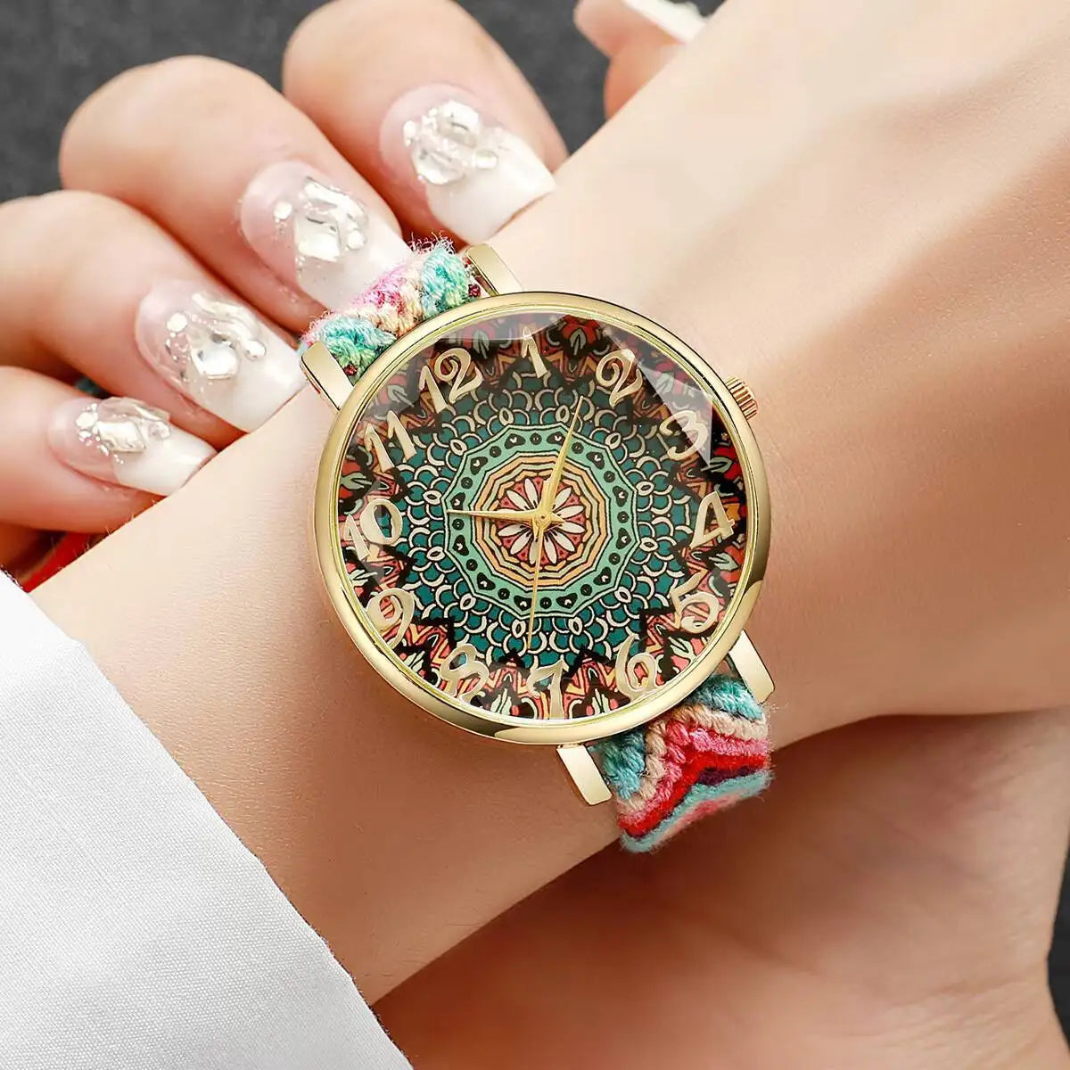 1/6/7PCS Fashion Women Watches Vintage Woven Strap Ladies Quartz Wristwatches Reloj Mujer（Without Box）