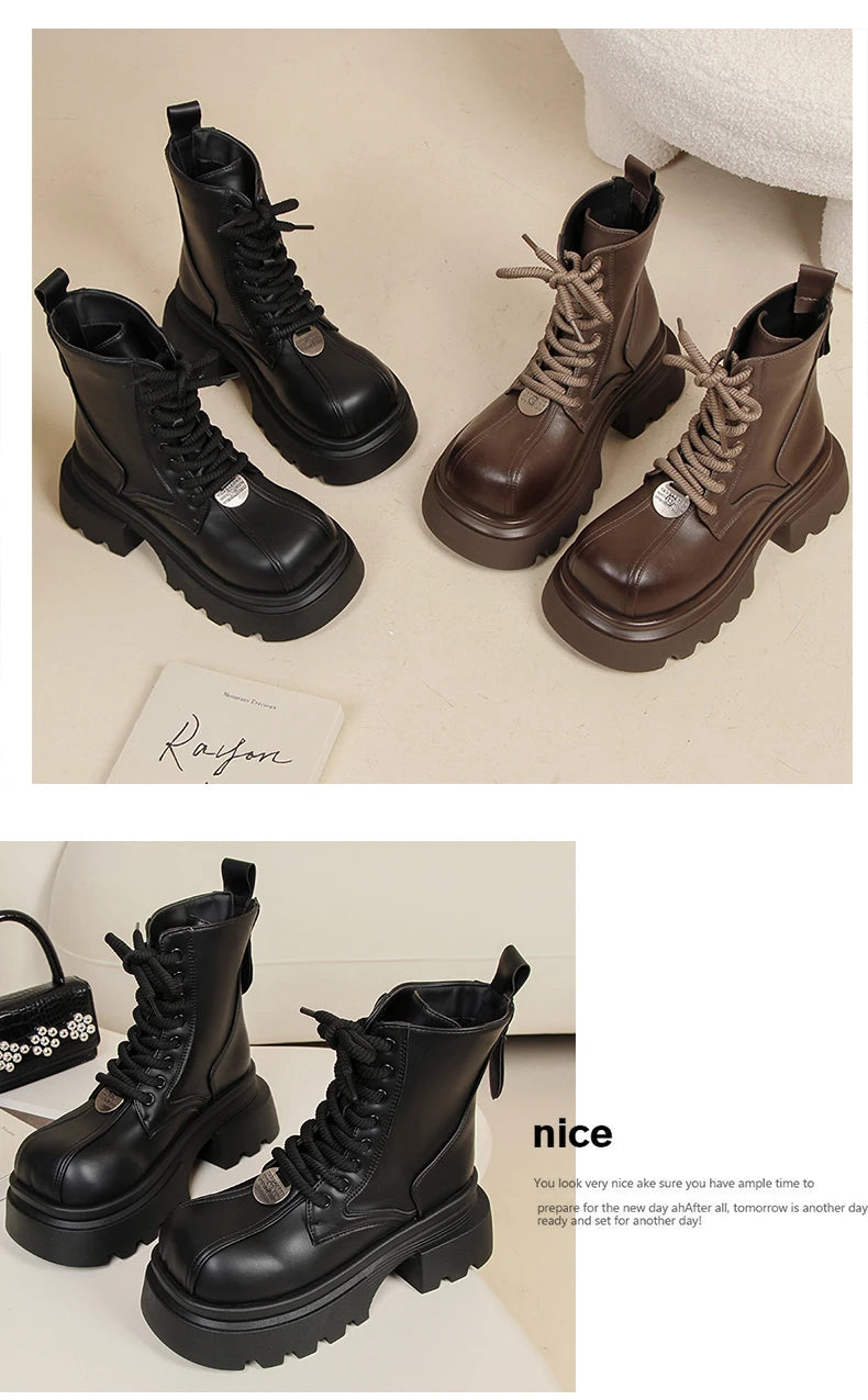 Women Flats Ankle Cool Boots Autumn Designer Platform Shoes 2024 New Brand Fashion Dress Chelsea Boots Walking Zapatillas Female