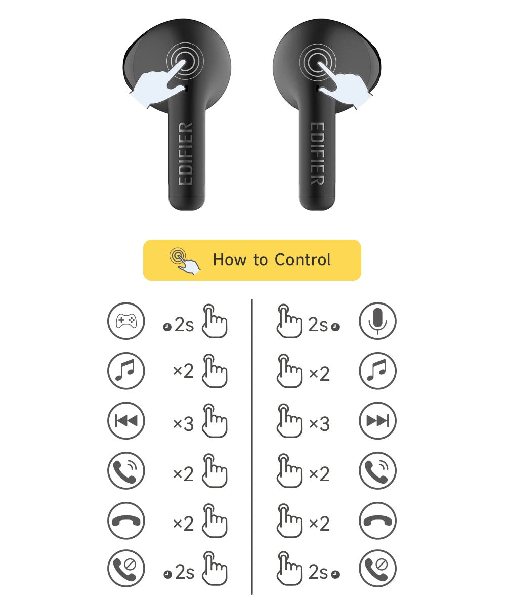 EDIFIER X2 TWS Earbuds Wireless Earphones Bluetooth 5.1 voice assistant 13mm driver touch control up to 28hrs playtime Game Mode