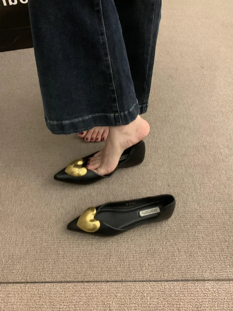 Elegant Black Flat Bottomed Single Shoes For Women New Spring Autumn/Winter French Style Soft Bottomed Comfortable Commuting Sho