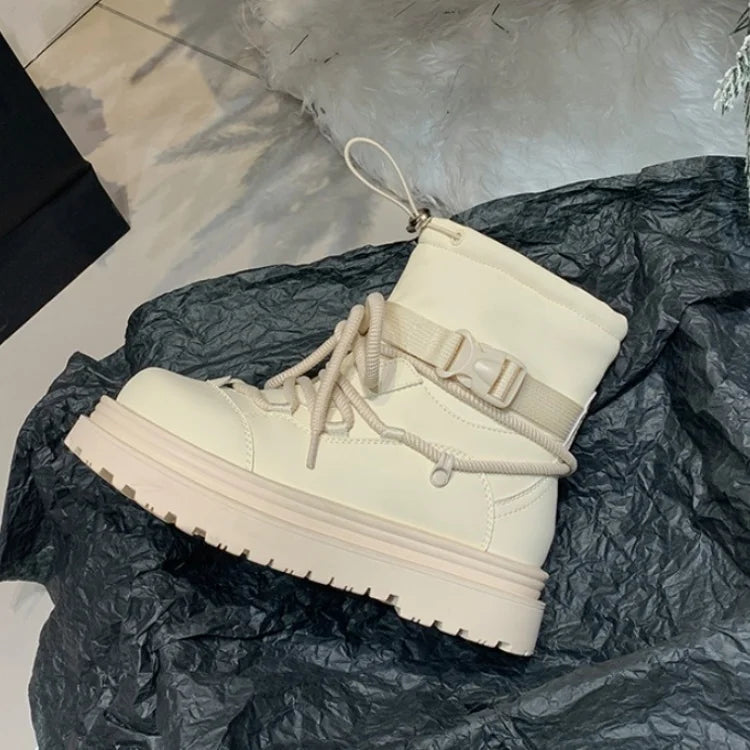 Women's Snow Boots Winter Ankle-length Flat Thick Sole Warm Cotton Shoes Short Plush Women's 2024 Casual Boots Style Flat With