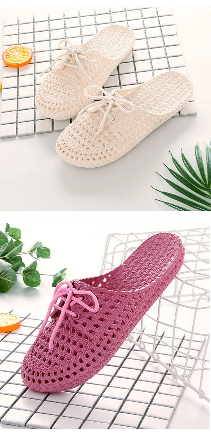Summer Ladies Baotou Slippers with Hollow Fashion Soft Bottom Hole Shoes Women Wear Beach Sandals and Slippers