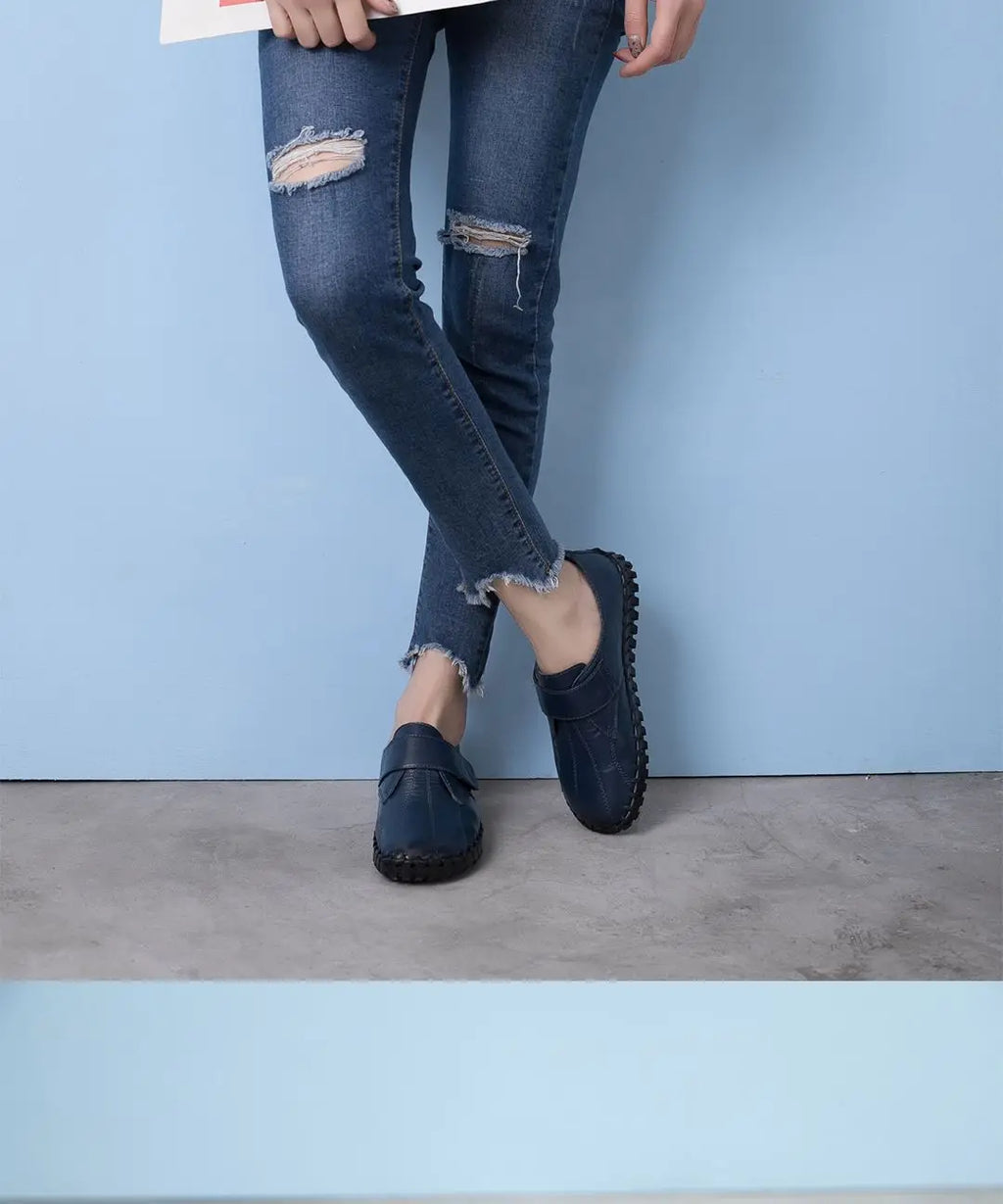 Ballet Flats Women Shoes Loafers Genuine Leather Woman Flats Slip On Women's Loafer Female Moccasins  Mom Work Shoes 35-42