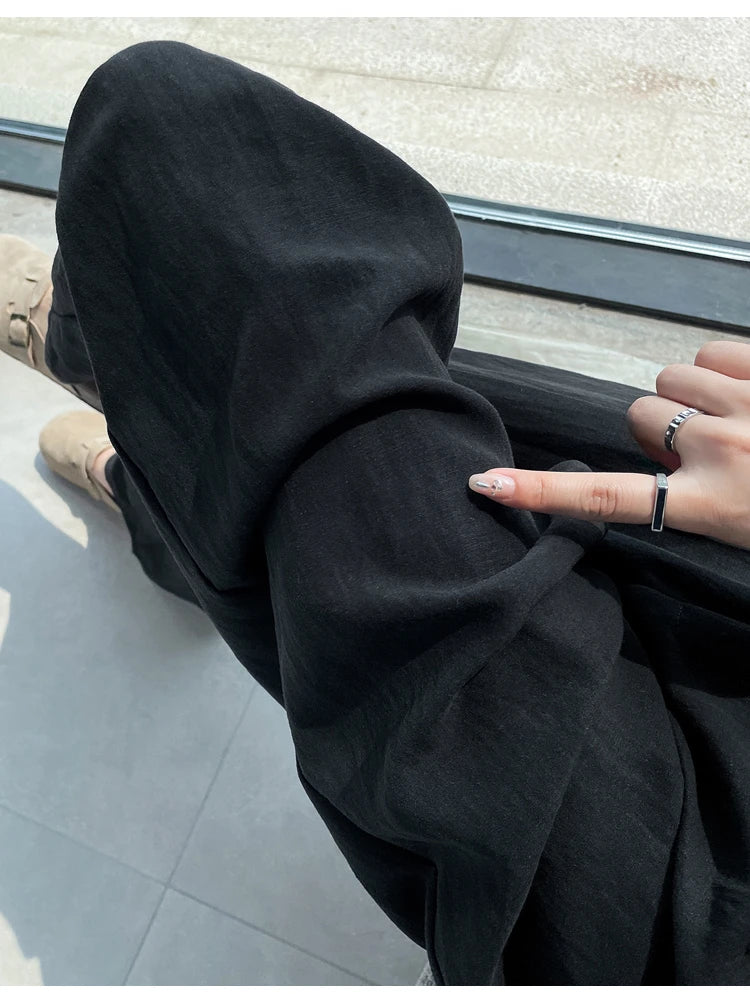 2025 Summer New Cotton and Linen Women's Wide Leg Pants Solid Ice Silk High Waist Straight Casual Loose Suit Trousers Female