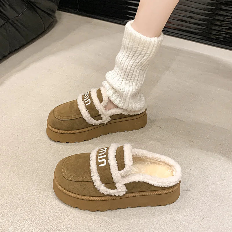 2024 Autumn/winter new m letter Baotou cotton mop with pile pile socks senior sense casual style plus velvet