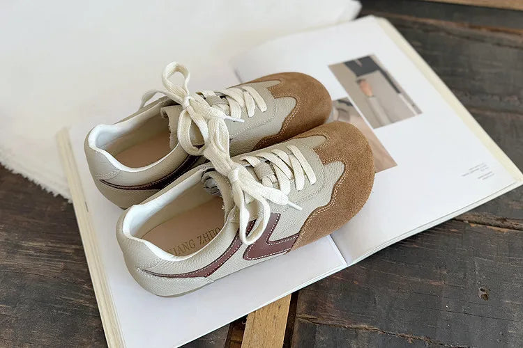 Careaymade-Genuine Leather wider toe women's shoes,soft sole comfortable casual single shoes,lace Barefoot small white shoes