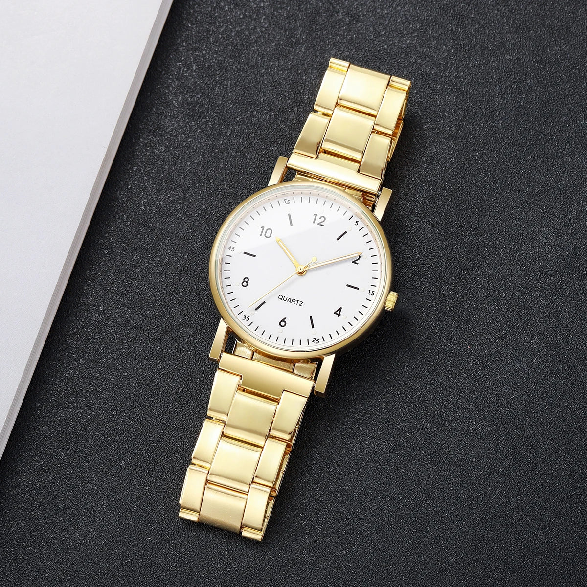 2/4PCS Fashion Arabic Dial Women Watches Heart Bracelets Set Simple Alloy Band Quartz Wristwatch Reloj Mujer（Without Box）