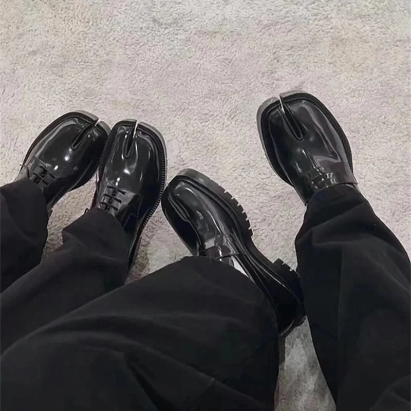 Classic Split Toe Loafers Women Brand Design Fashion Tabi Ninja Lace-up Casual Shoes Chunky Platform Flats Shoes Mujer 2025