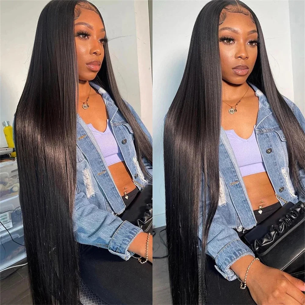 200 Density 13x4 13x6 Transparent Bone Straight 30 40 Inches Lace Front Human Hair Wigs Brazilian Frontal Wigs For Women