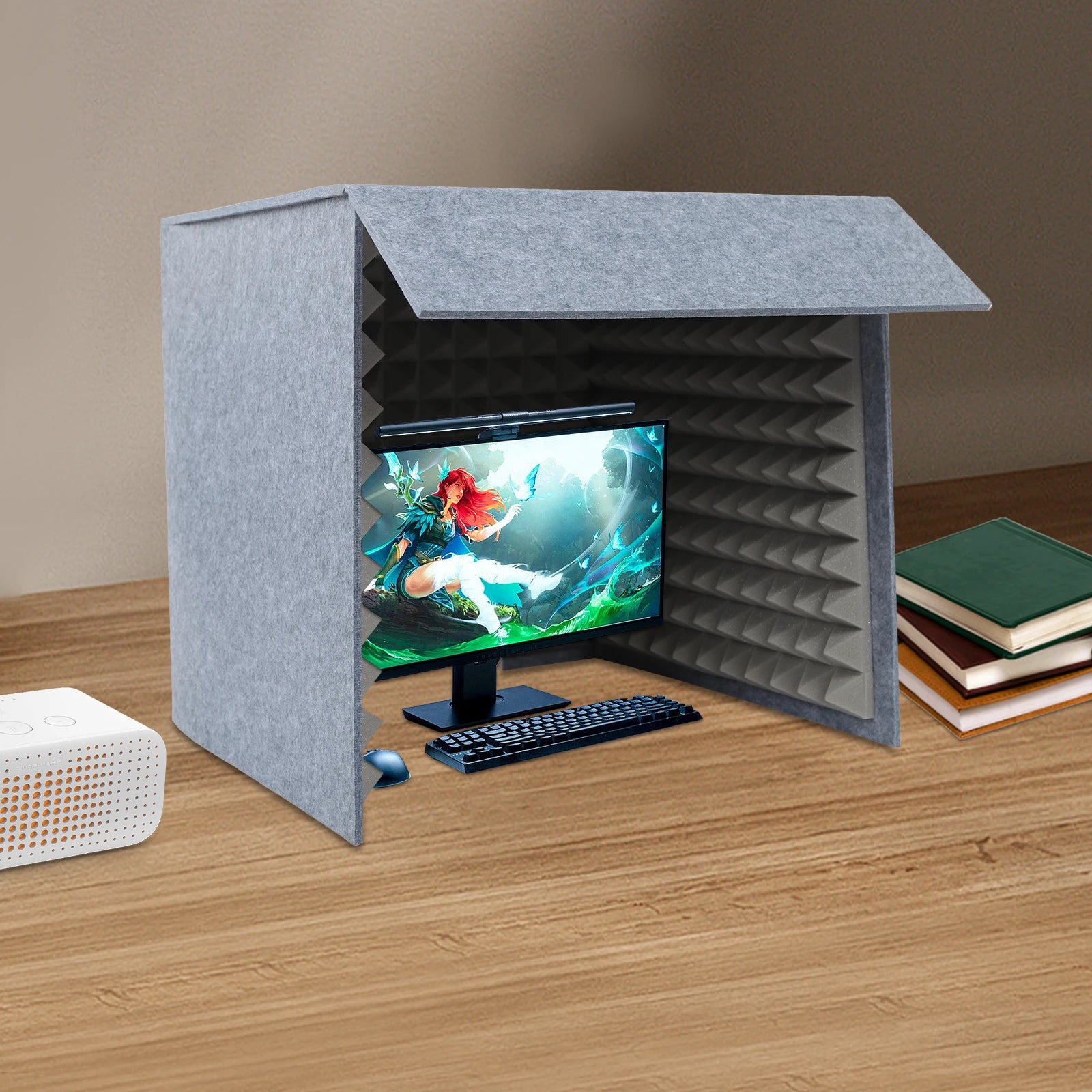 Professional Foldable & Portable Desktop Soundproof Booth, 23.6" Cube with Dual-Layer Acoustic Panels for Recording/Streaming
