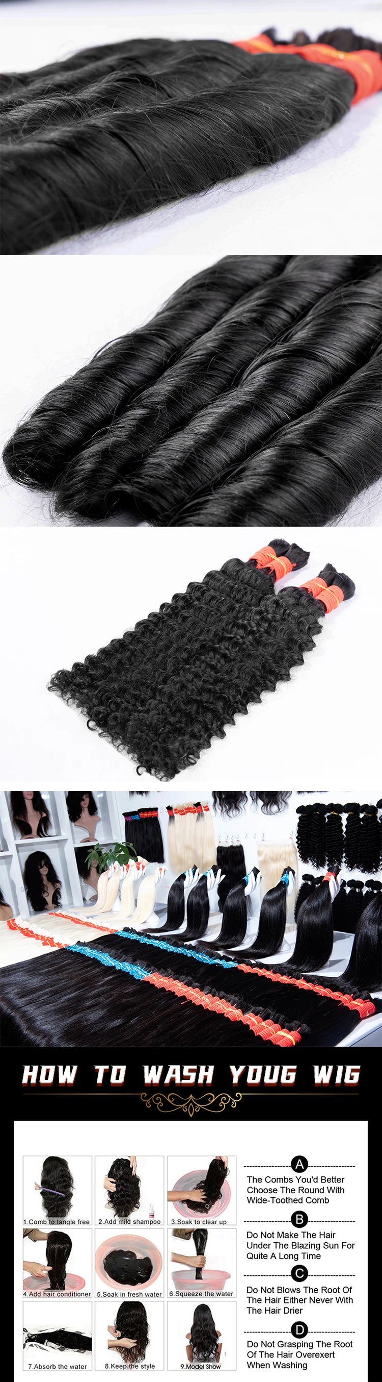 100% Real Virgin Human Hair Bulk Extension Deep Wace Bulk Weaving For Braiding Unprocessed No Weft Straight Loose Body Wace Bulk