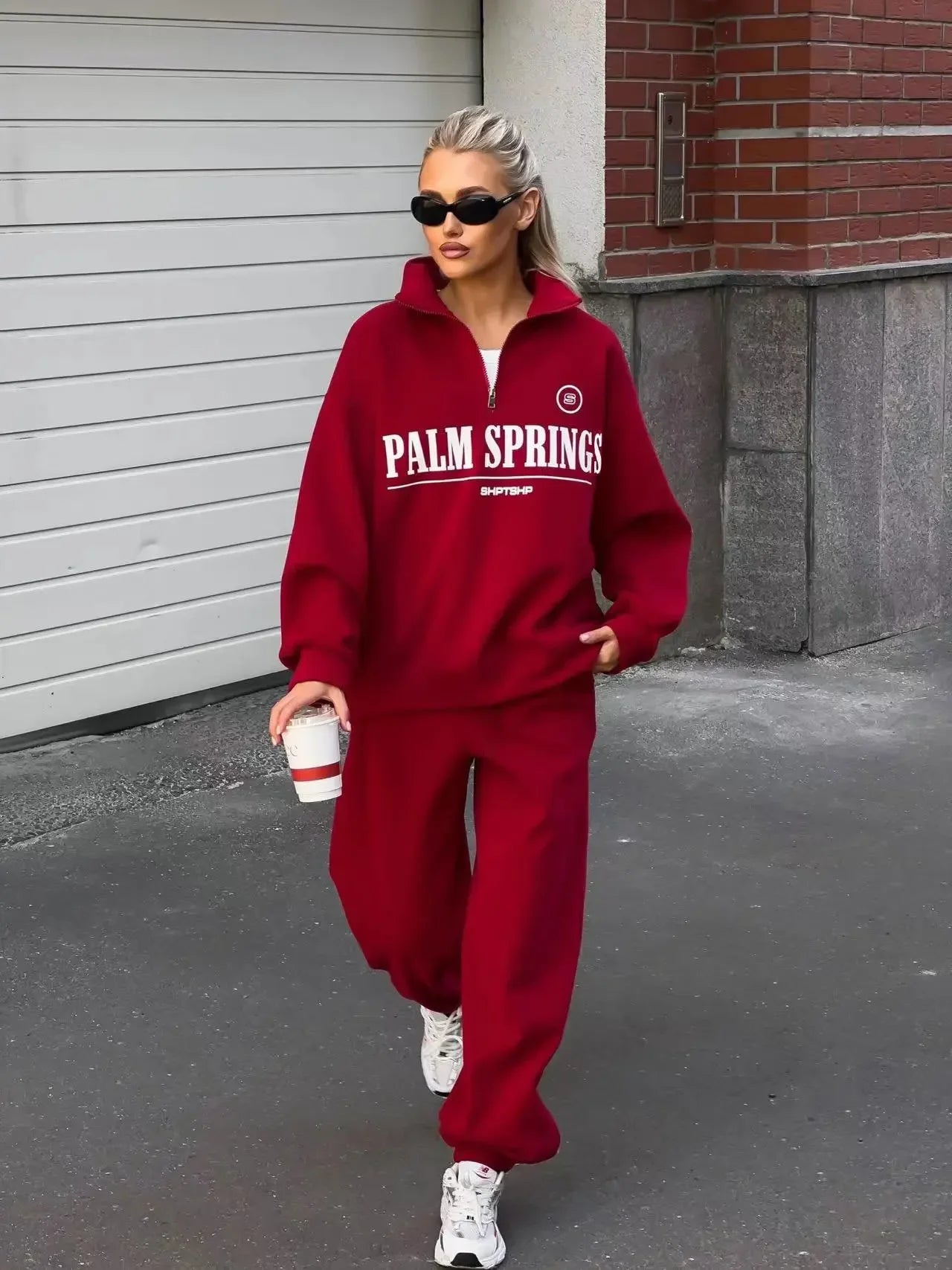 Zekye Spring Hoodies Women Letter Print Sweatshirt Hoodie Red Turtleneck Half Zipper Collar Pullover Tops K Pop Clothes Y2k