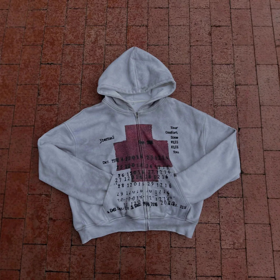 American retro hoodie 2025 new personalized printed sweatshirt long-sleeved pullover hoodie jacket street trend hot sale