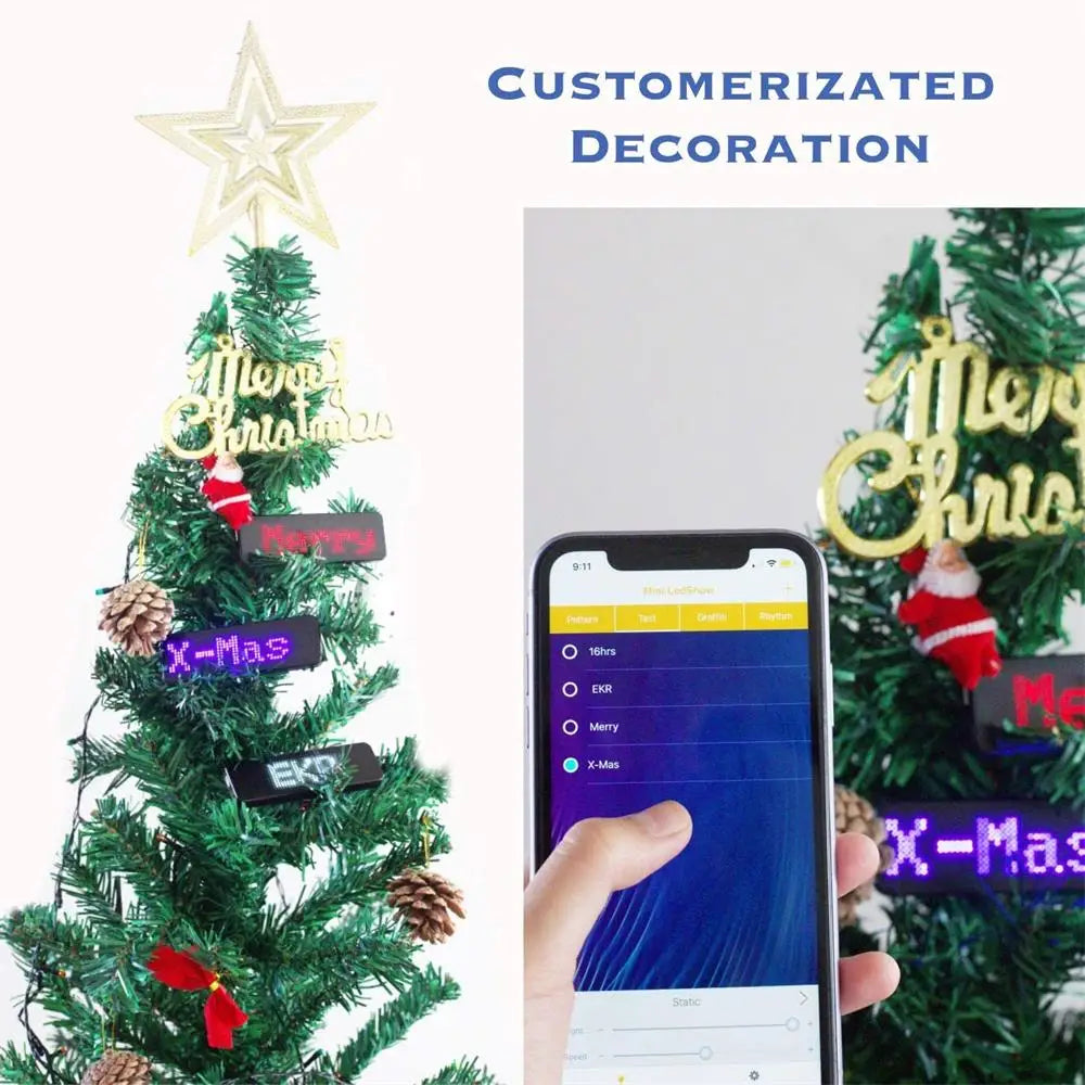 Bluetooth Led Name Badge Diy Programmable Scrolling Message Board Mini Lcd Display Pattern Display for Party Meeting