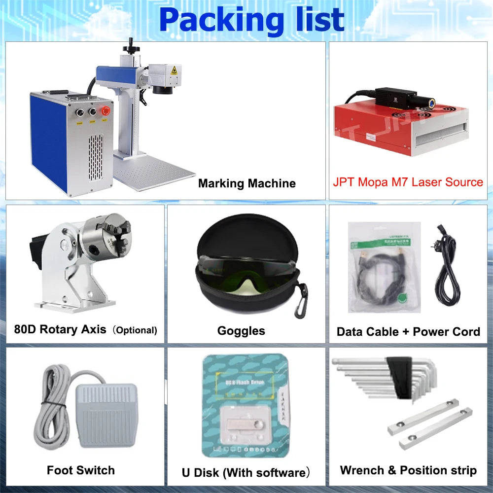 300W JPT Fiber Laser Marking Machine JPT MOPA M7 Metal Cutting For Gold Silver Jewelry Metal Engraving Cutting 110*110MM