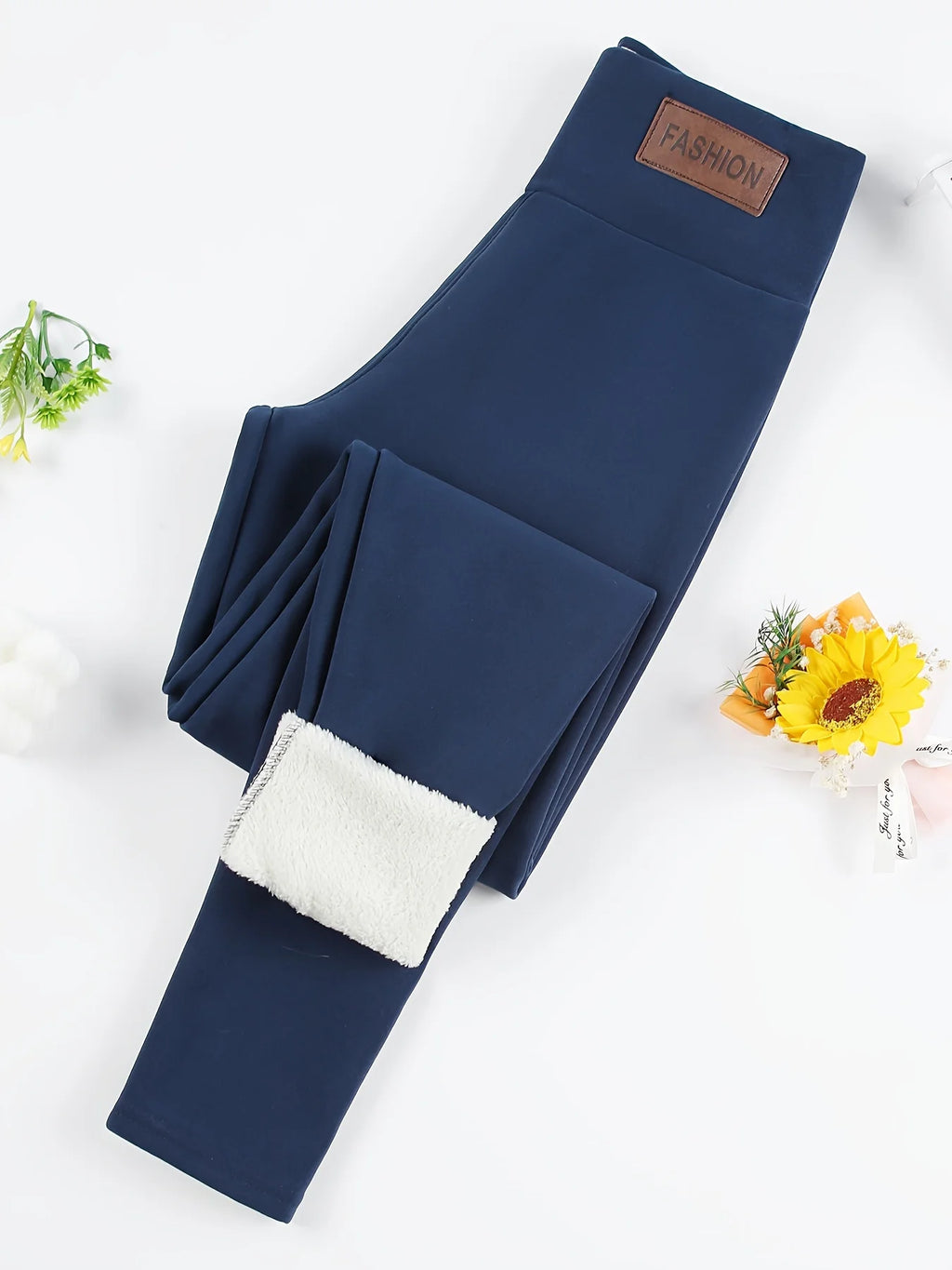 Women Leatherlabel Fleece High Waist Leggings Super Warm Winter Skinny Stretch Prevent Cold Leggings Casual Slim Pants