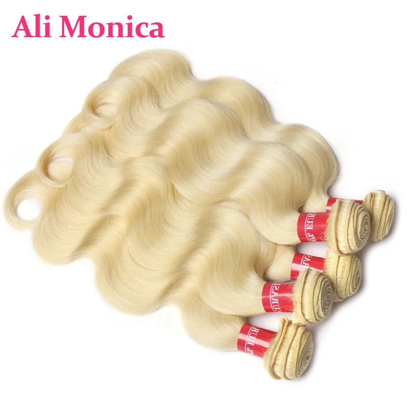 Alimonica Bundles 613 Honey Blonde Remy Brazilian Body Wave  Hair Weave Weft Remy Human Hair Bundles 8 - 40 Inch Free Shipping