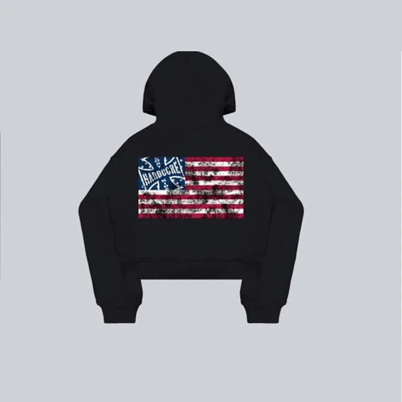 American retro American style new fashionable street style personalized hooded jacket casual suit sweatshirt street wear